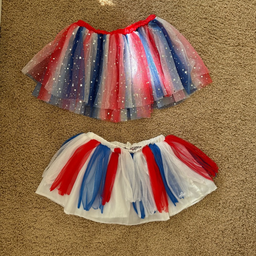 Forth of July Patriotic Red White Blue Tutu Skirt little Girls size 6